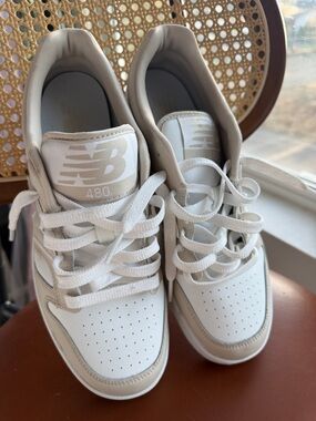 New Balance 480 Sneakers in White and Tan- Like New